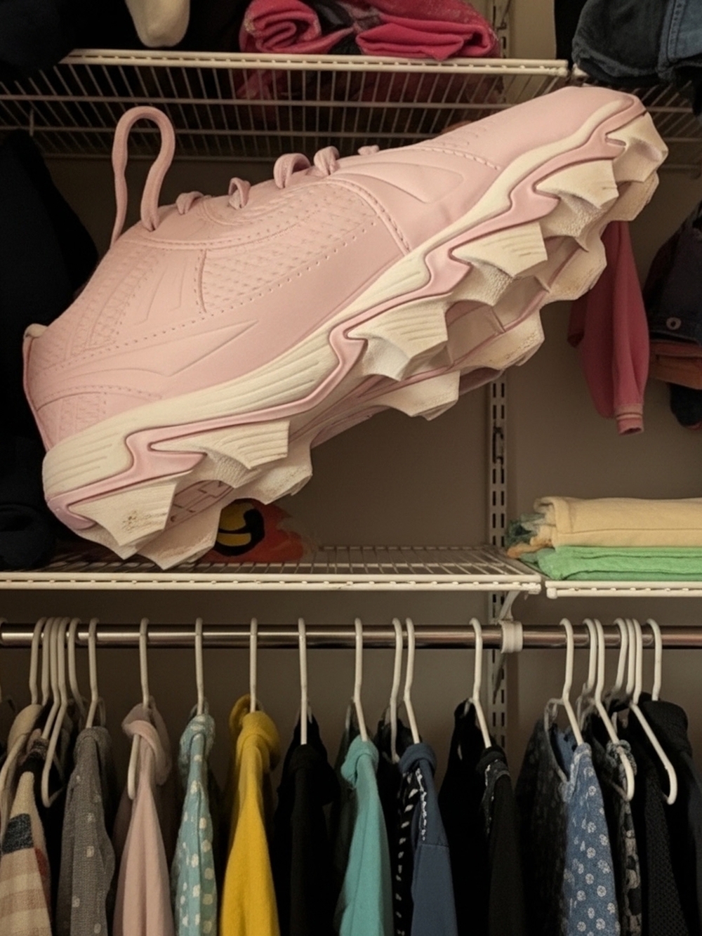 UNDER ARMOUR Pastel Pink Chunky Platform Sneaker With Cleets YOUTH GIRLS SIZE 5